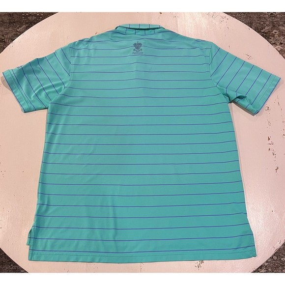 Peter Millar Summer Comfort Polo Shirt Mens Large Green Purple Striped Golf Logo - Picture 6 of 10